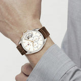 Tommy Hilfiger Baker Chronograph White Dial Brown Leather Strap Watch For Men - 1710450 Authentic Buy Shop Now