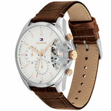 Tommy Hilfiger Baker Chronograph White Dial Brown Leather Strap Watch For Men - 1710450 Authentic Buy Shop Now