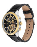 Tommy Hilfiger Henry Chronograph Black Dial Black Leather Strap Watch For Men - 1710474 Authentic Buy Shop Now