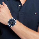 Tommy Hilfiger Luca Chronograph Blue Dial Blue Silicone Strap Watch For Men - 1710489 Authentic Buy Shop Now