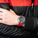 Tommy Hilfiger Luca Chronograph Grey Dial Red Silicone Strap Watch For Men - 1710490 Authentic Buy Shop Now