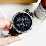 Tommy Hilfiger Weston Chronograph Black Dial Black Leather Strap Watch For Men - 1710502 Authentic Buy Shop Now