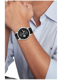 Tommy Hilfiger Weston Chronograph Black Dial Black Leather Strap Watch For Men - 1710502 Authentic Buy Shop Now