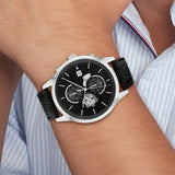 Tommy Hilfiger Weston Chronograph Black Dial Black Leather Strap Watch For Men - 1710502 Authentic Buy Shop Now