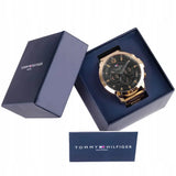 Tommy Hilfiger Luca Chronograph Black Dial Gold Steel Strap Watch For Men - 1710511 Authentic Buy Shop Now