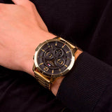 Tommy Hilfiger Luca Chronograph Black Dial Gold Steel Strap Watch For Men - 1710511 Authentic Buy Shop Now