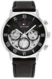 Tommy Hilfiger Legend Chronograph Black Dial Black Leather Strap Watch For Men - 1710565 Authentic Buy Shop Now