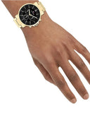 Tommy Hilfiger Tyson Chronograph Black Dial Gold Steel Strap Watch For Men - 1710589 Authentic Buy Shop Now