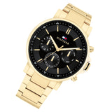 Tommy Hilfiger Tyson Chronograph Black Dial Gold Steel Strap Watch For Men - 1710589 Authentic Buy Shop Now