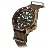 Seiko 5 Sport Automatic Brown Dial Brown Nylon Strap Watch For Men - SRPD85K1 Authentic Buy Shop Now