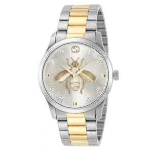 Gucci G Timeless Silver Dial Two Tone Steel Strap Watch For Women - YA126599 Authentic Buy Shop Now