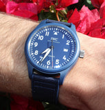 IWC Pilot’s Watch Automatic "Laureus Sport for Good" Edition Blue Dial Blue Nylon Strap Watch for Men - IW328101 Authentic Buy Shop Now