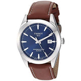 Tissot Gentleman Powermatic 80 Silicium Blue Dial Brown Leather Strap Watch For Men - T127.407.16.041.00 Authentic Buy Shop Now