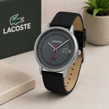 Lacoste Madrid Gray Dial Black Leather Strap Watch for Men - 2011032 Authentic Buy Shop Now