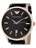 Emporio Armani Renato Quartz Black Dial Black Leather Strap Watch For Men - AR2425 Authentic Buy Shop Now
