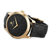 Gucci G Timeless Quartz Black Dial Black Leather Strap Watch For Women - YA1264034A Authentic Buy Shop Now