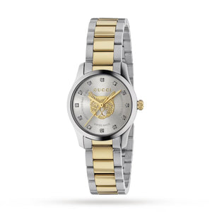 Gucci G Timeless Quartz Diamonds Silver Dial Two Tone Steel Strap Watch For Women - YA1265016 Authentic Buy Shop Now
