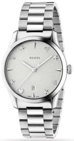 Gucci G Timeless White Dial Silver Steel Strap Watch For Women - YA1264028A Authentic Buy Shop Now