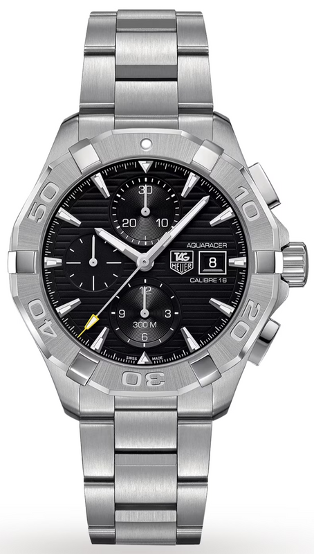 Tag Heuer Aquaracer Automatic Chronograph Black Dial Silver Steel Strap Watch for Men - CAY2110.BA0927 Authentic Buy Shop Now