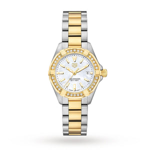 Tag Heuer Aquaracer Diamonds Mother of Pearl Dial Two Tone Steel Strap Watch for Women - WBD1421.BB0321 Authentic Buy Shop Now