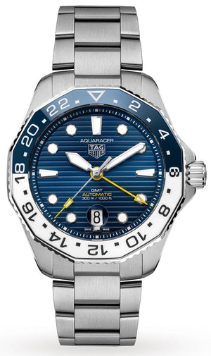 Tag Heuer Aquaracer Professional 300 GMT Automatic Blue Dial Silver Steel Strap Watch for Men - WBP2010.BA0632 Authentic Buy Shop Now