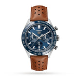 Tag Heuer Carrera Automatic Chronograph Blue Dial Brown Leather Strap Watch for Men - CBN2A1A.FC6537 Authentic Buy Shop Now