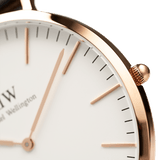 Daniel Wellington Classic York White Dial Brown Leather Strap Watch For Women - DW00100038 Authentic Buy Shop Now