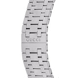 Gucci 25H Quartz Silver Dial Silver Steel Strap Unisex Watch - YA163407 Authentic Buy Shop Now