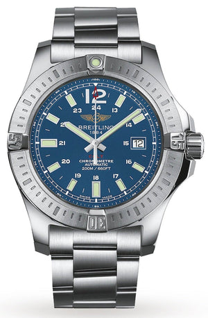 Breitling Colt Automatic 44mm Blue Dial Silver Steel Strap Mens Watch - A1738811/C906/173A Authentic Buy Shop Now