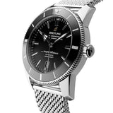 Breitling Superocean Heritage B20 Automatic 46 Black Dial Silver Mesh Bracelet Watch for Men - AB2020121B1A1 Authentic Buy Shop Now