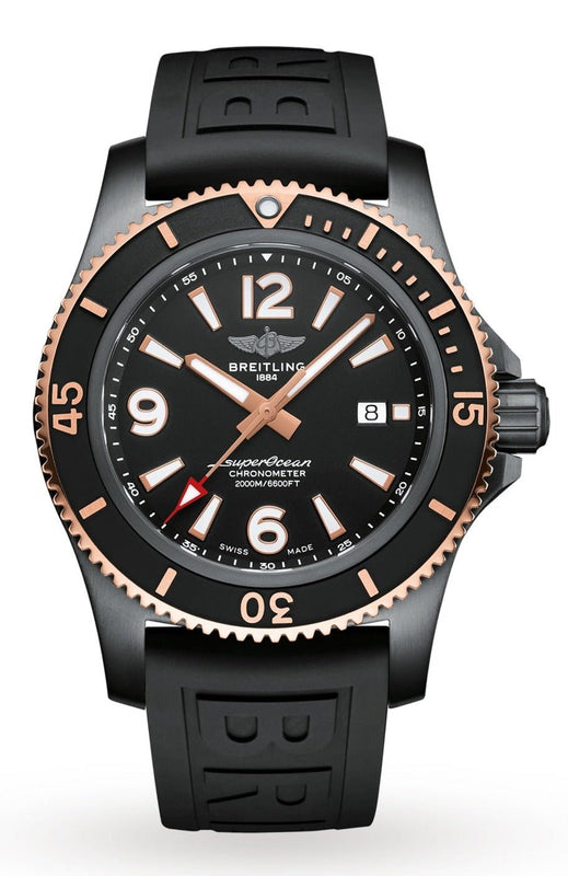 Breitling Superocean Automatic 46mm Black Dial Black Rubber Strap Watch for Men - U17368221B1S1 Authentic Buy Shop Now