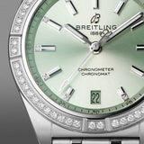 Breitling Chronomat Automatic 36 Diamonds Green Dial Two Tone Steel Strap Watch for Women - A10380591L1A1 Authentic Buy Shop Now