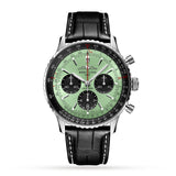 Breitling Navitimer B01 Chronograph 43 Green Dial Black Leather Strap Watch for Men - AB0138241L1P1 Authentic Buy Shop Now