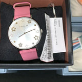 Coach Perry Mother of Pearl White Dial Pink Leather Strap Watch for Women - 14503243 Authentic Buy Shop Now