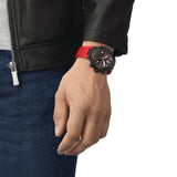 Tissot T Race Chronograph Black Dial Red Rubber Strap Watch For Men - T141.417.37.057.01 Authentic Buy Shop Now