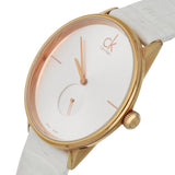 Calvin Klein Accent Silver Dial White Leather Strap Watch for Women - K2Y216K6 Authentic Buy Shop Now