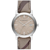 Burberry The City Beige Dial Chequered Brown Leather Strap Watch for Women - BU9029 Authentic Buy Shop Now