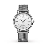 IWC Portofino Automatic White Dial Silver Mesh Bracelet Watch for Men - IW356505 Authentic Buy Shop Now