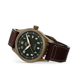 IWC Pilot's Watch Automatic Spitfire Green Dial Brown Leather Strap Watch for Men - IW326802 Authentic Buy Shop Now