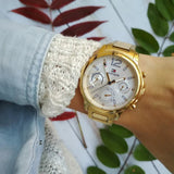 Tommy Hilfiger Claudia White Dial Gold Steel Strap Watch for Women - 1781742 Authentic Buy Shop Now