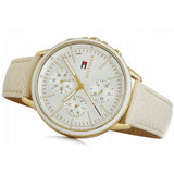 Tommy Hilfiger Carly Silver Dial Cream Leather Strap Watch for Women - 1781790 Authentic Buy Shop Now