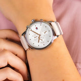 Tommy Hilfiger Blake Chronograph Silver Dial Pink Leather Strap Watch For Women - 1781906 Authentic Buy Shop Now