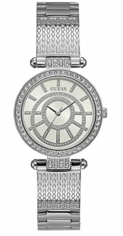 Guess Muse Quartz White Dial Silver Steel Strap Watch For Women - W1008l1 Authentic Buy Shop Now