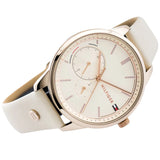 Tommy Hilfiger Brooke Quartz White Dial Cream Leather Strap Watch for Women - 1782022 Authentic Buy Shop Now