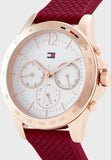 Tommy Hilfiger Haven Quartz White Dial Red Rubber Strap Watch For Women - 1782200 Authentic Buy Shop Now