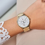 Tommy Hilfiger Harper Chronograph White Dial Gold Steel Strap Watch For Women - 1782223 Authentic Buy Shop Now