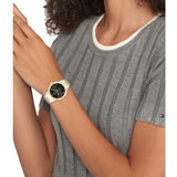 Tommy Hilfiger Monica Chronograph Black Dial Two Tone Steel Strap Watch For Women - 1782591 Authentic Buy Shop Now