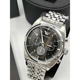 Emporio Armani Franco Black Dial Silver Steel Strap Watch For Men - AR0373 Authentic Buy Shop Now