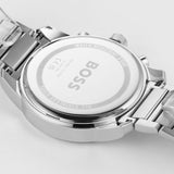 Hugo Boss Trace Chronograph Red Dial Silver Steel Strap Watch For Men - 1514004 Authentic Buy Shop Now