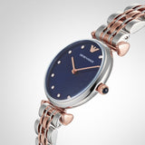 Emporio Armani Gianni T Bar Crystal Blue Dial Two Tone Steel Strap Watch For Women - AR11092 Authentic Buy Shop Now